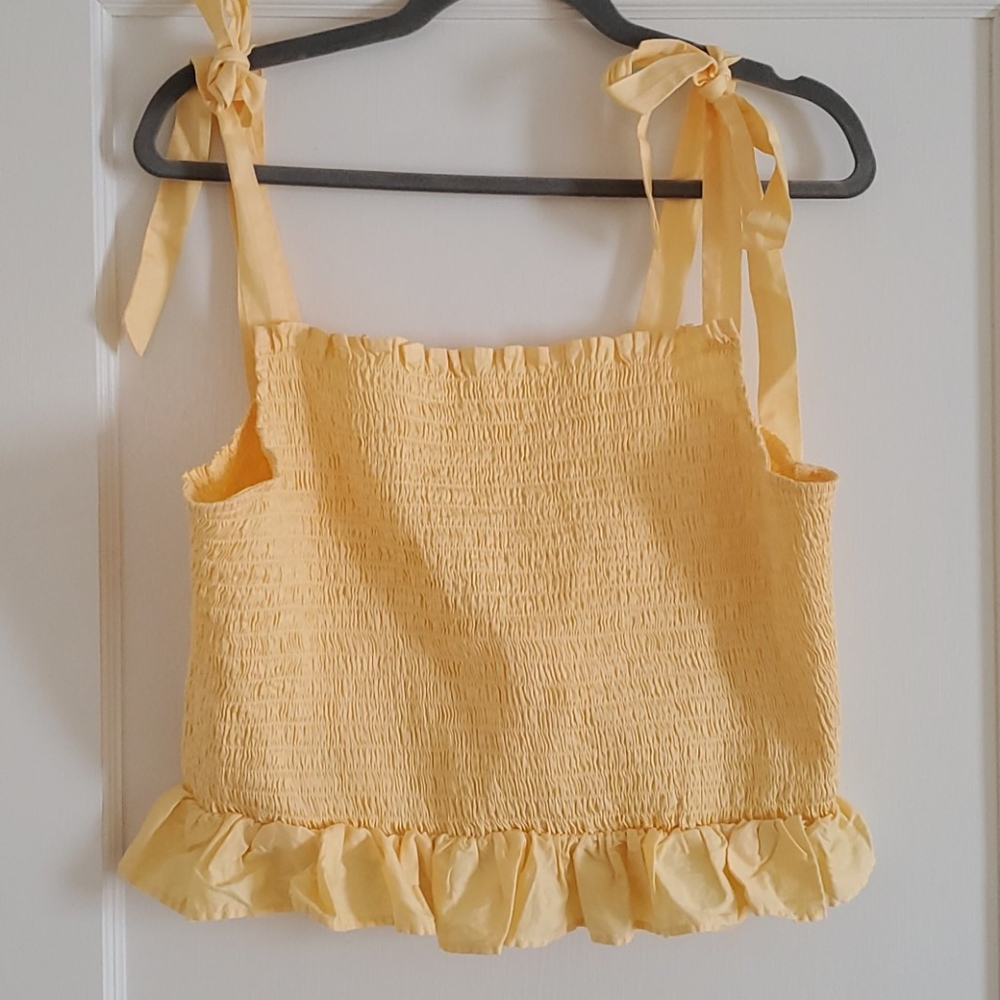 Yellow ruffle crop top